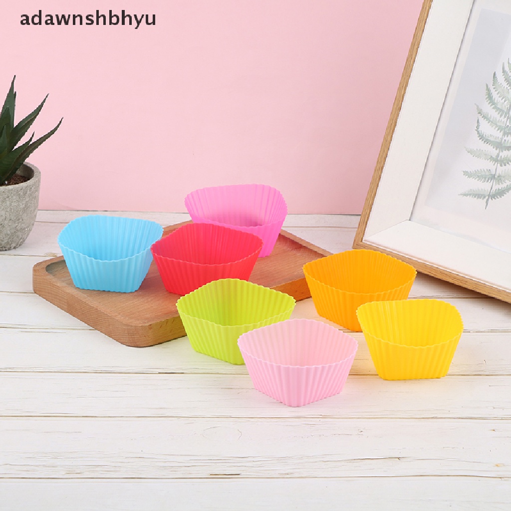 Adawnshbhyu 10Pcs Bentuk Persegi Silikon Cup Cake Alat Bakeware Cetakan Kue Aksesoris ID