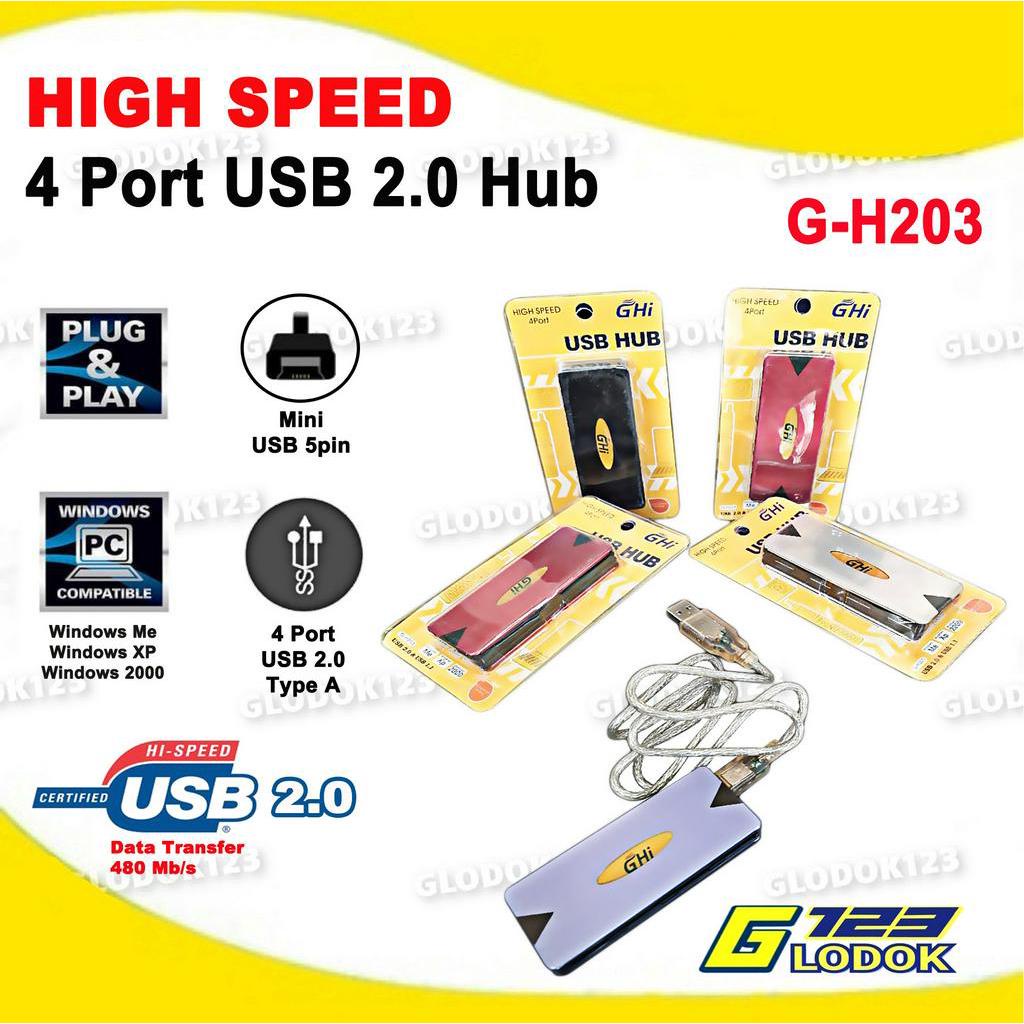 USB2.0 Hub 4 Port Desktop High Speed Data Memory Komputer Laptop