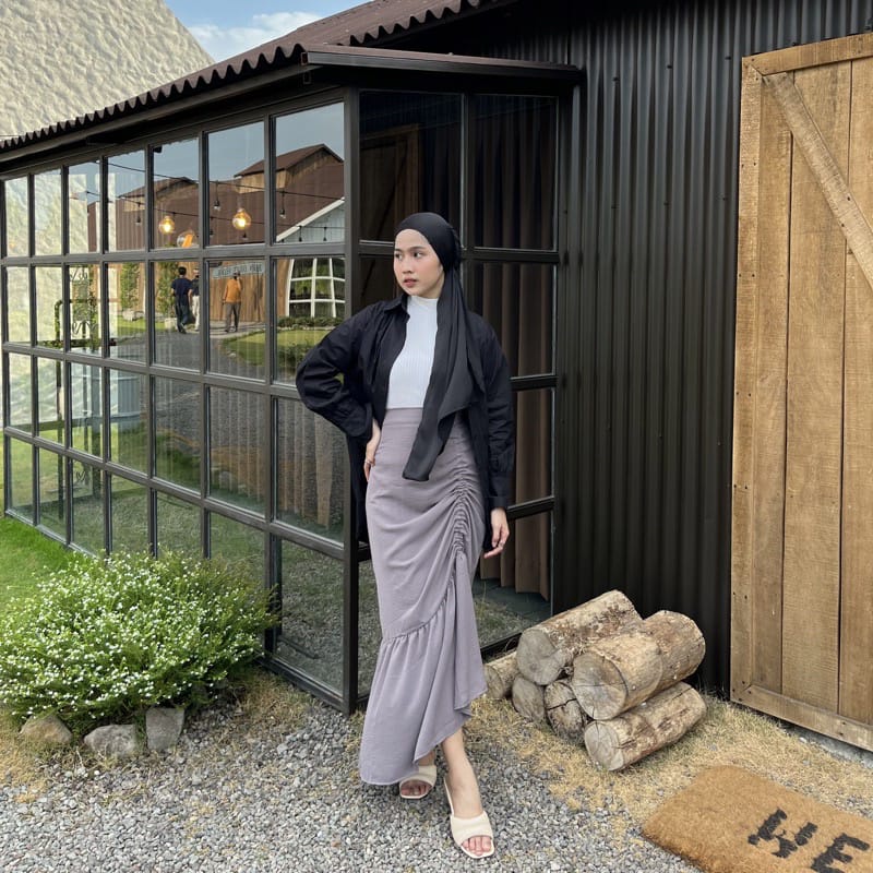 Rok Serut Crinkle Premium Wanita Kekinian Jumbo