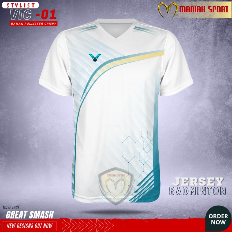 KAOS BADMINTON BAJU BULUTANGKIS STYLIST JERSEY BADMINTON PRINTING PREMIUM