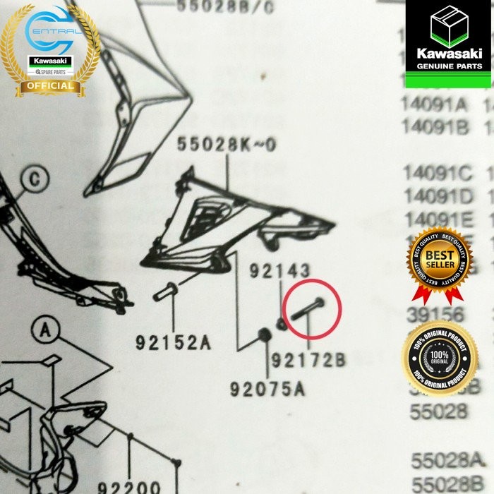( BISA COD ) baut sayap bawah kanan blitz r joy edge zone Original Kawasaki