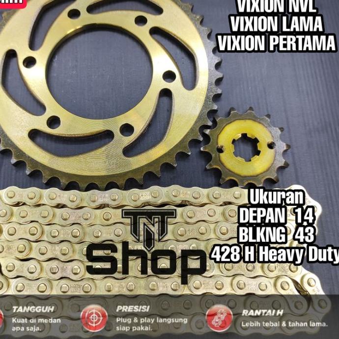 Terlaku Gear Gir Satu Set Vixion New - Vixion Old - Jupiter Mx King 150 Paket Gold Emas / Gearset Gi