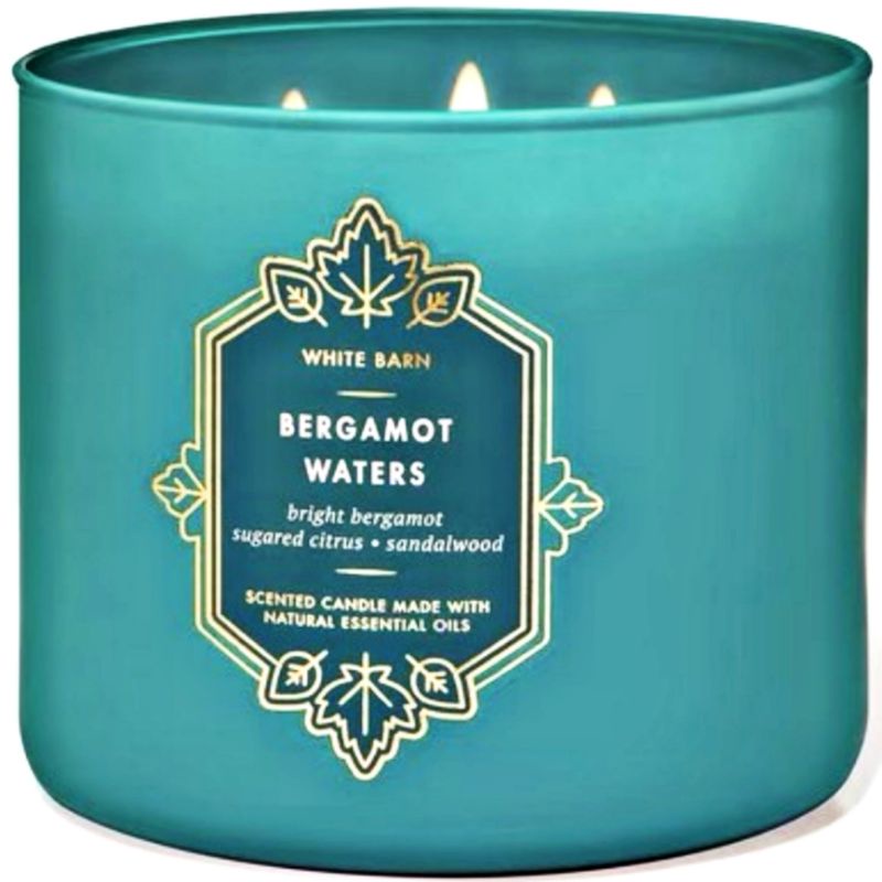 BATH &amp; BODY WORKS BBW BERGAMOT WATERS 3 WICK SCENTED CANDLE 411 G