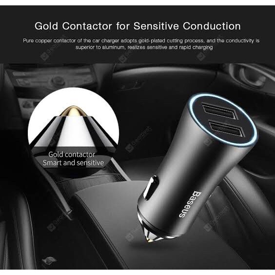 BASEUS - Car Charger | Golden Contactor Pro Dual Quick Charger Car 40W