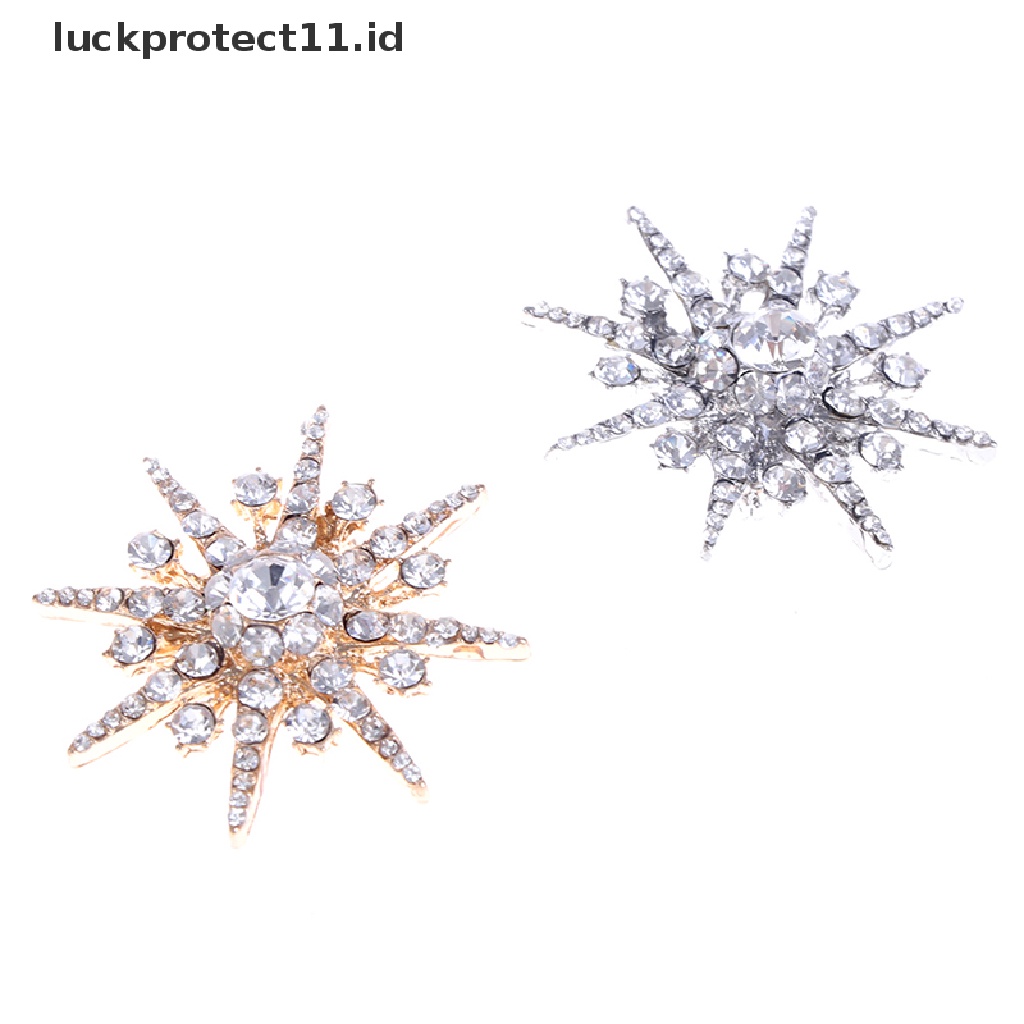 /Fashion Hot// Fashion// Pernikahan Perak Snowflake Diamante Bros Berlian Imitasi Kristal Bros Pin Xmas Hadiah  .