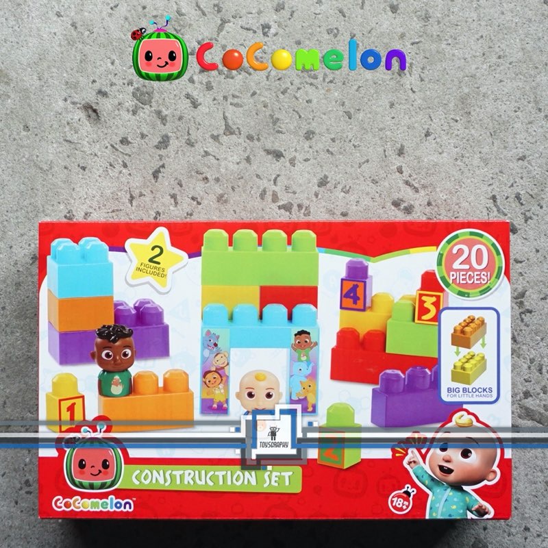 Cocomelon Construction Set Mainan Block Bayi Duplo Stack Brick 20pcs
