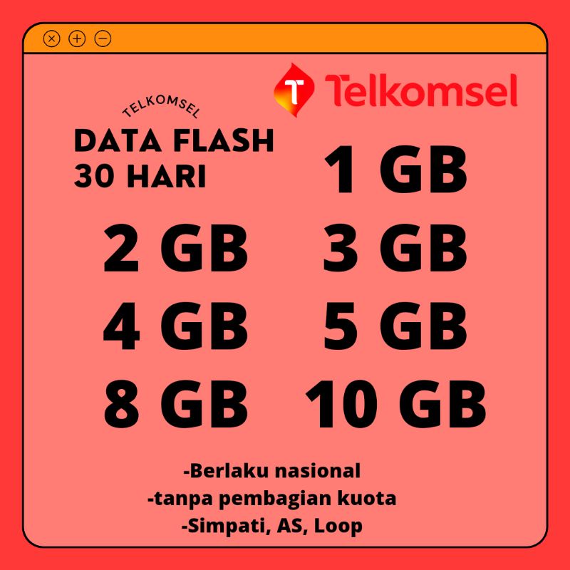 Jual Kuota Telkomsel Data Flash Semua Nomor Hari Full Gb Gb Gb