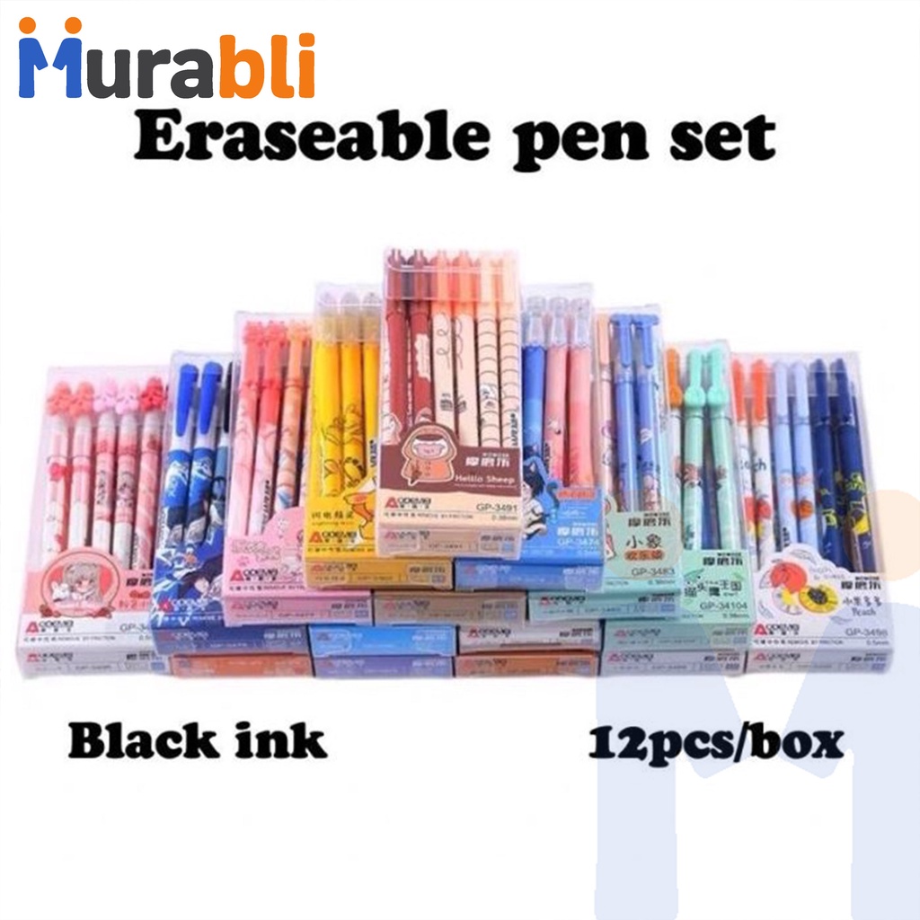 

(12pcs) pen bisa hapus/pen gel hapus/erasable pen/pen hapus lucu fancy ODEMEI by Murabli