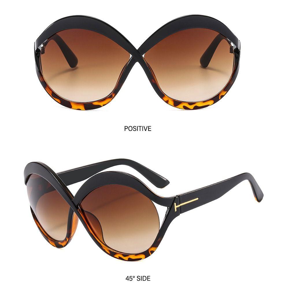 Lily Cat Eye Kacamata Hitam Perempuan Bingkai Berongga Oversized Gradient Sun Glasses