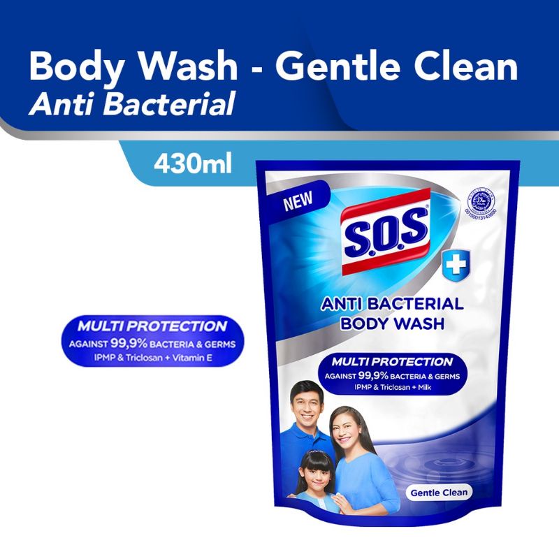 SOS ANTIBACTERIAL BODY WASH 430ML REFILL