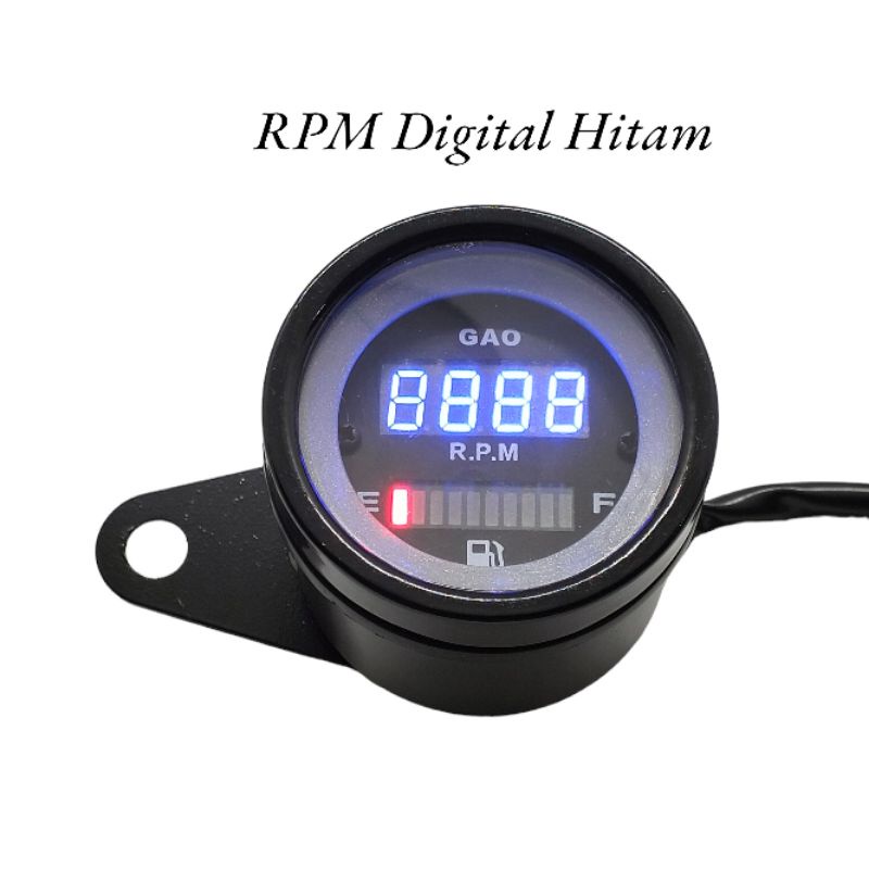 Ampere Bensin LED plus RPM Digital Bulat Indikator Fuel Meter Classic Universal cp crom