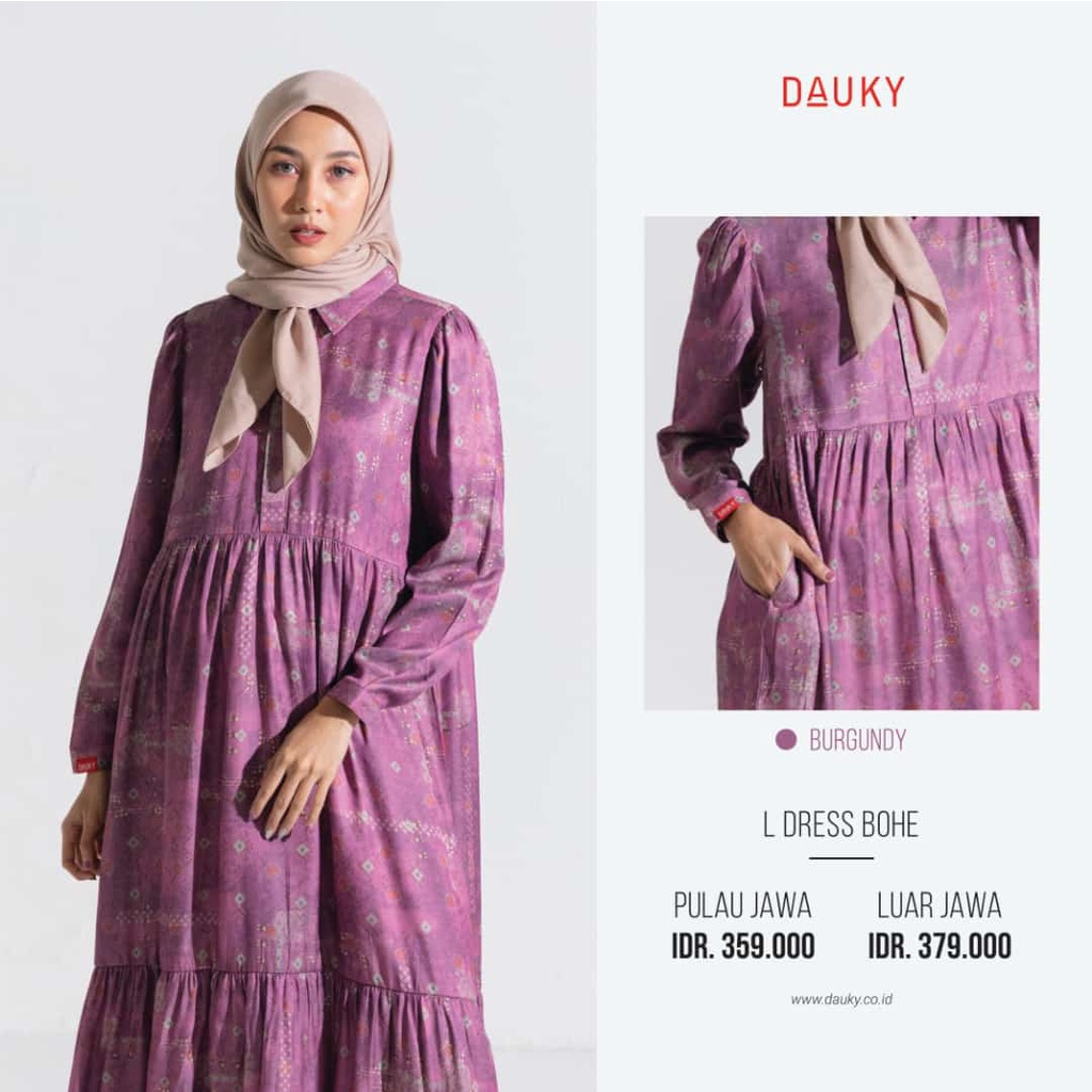 BAJU TERUSAN GAMIS MOTIF DRESS BUSUI GAMIS BAHAN KATUN RAYON L DRESS BOHE TERBARU DAUKY DRESS DAUKY