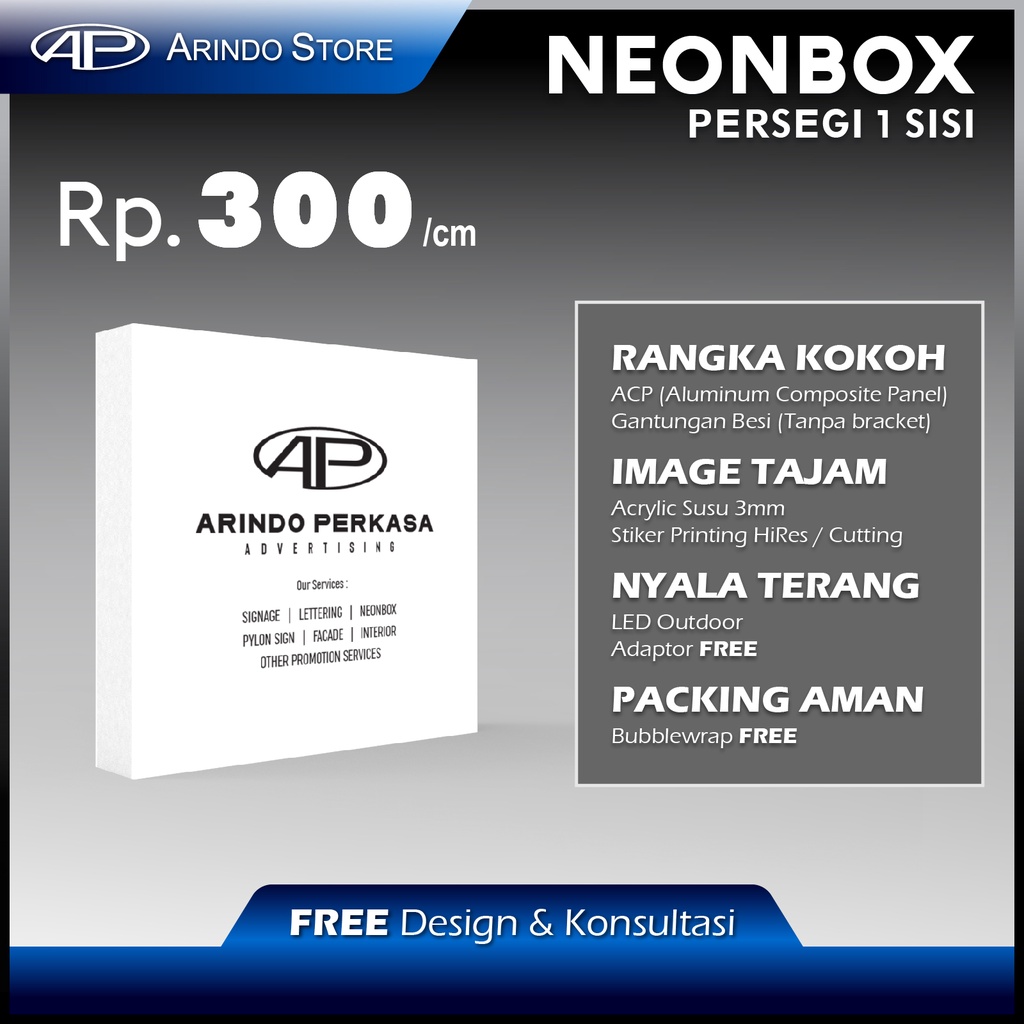 Neon Box 1 sisi murah