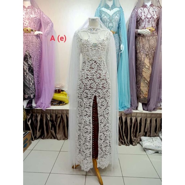 ready kebaya akad nikah Payet sematakai satu set rok kerudung selayer bahu)