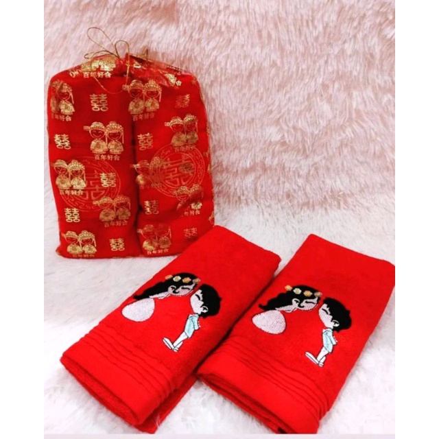 Handuk couple shuang xi (harga sepasang)
