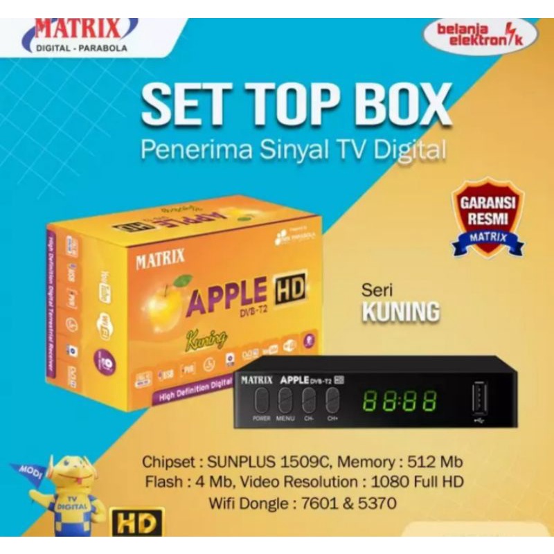 Set Top Box STB HD Receiver MATRIX Apple Kuning