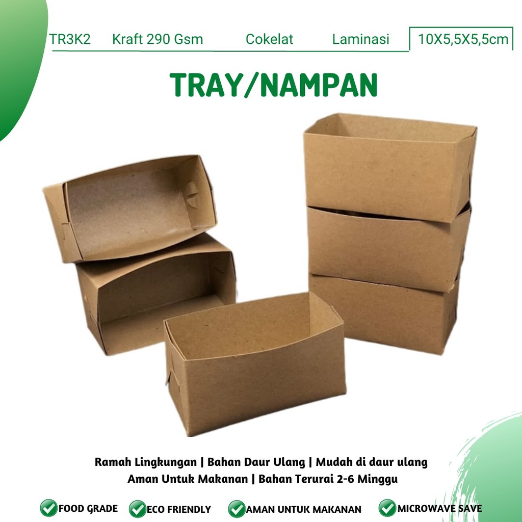 Tray Food Paper Tray Food Tray Nampan (TR3K2-10.5X5.5X5.5 Cm)