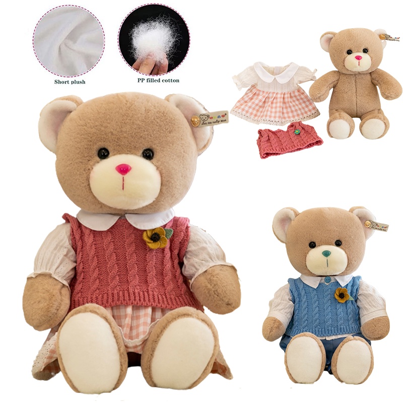 Boneka Teddy Bear Boneka Mainan Mewah Boneka Lembut Dg Pakaian Yang Dapat Dilepas Hadiah Xmas