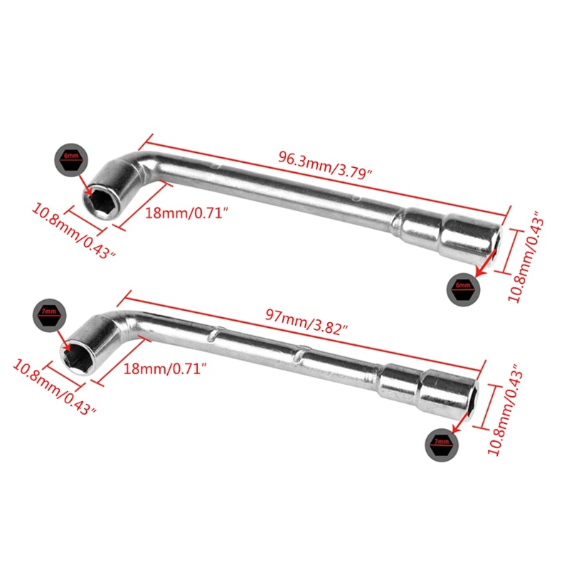 Zzz 6mm/7mm Hexagonal Wrench L-shaped Screw Nut Wrench Alat Pemeliharaan Lengan