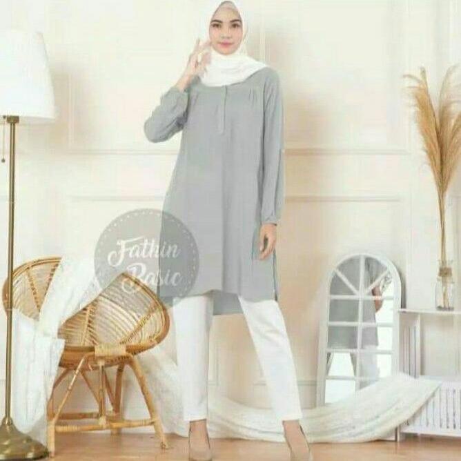 [H-29 ㊛] TUNIK 001- ijo botol - kubus - toska - silver - maroon - TUNIK RAYON POLOS -FATHIN BASIC-pr