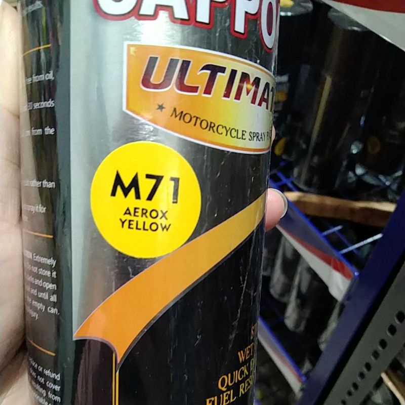 cat spray pilok pilox cat semprot sapporo ultimate saporo M71 Aerox yellow kuning aerox kuning ymh aerox 400ml