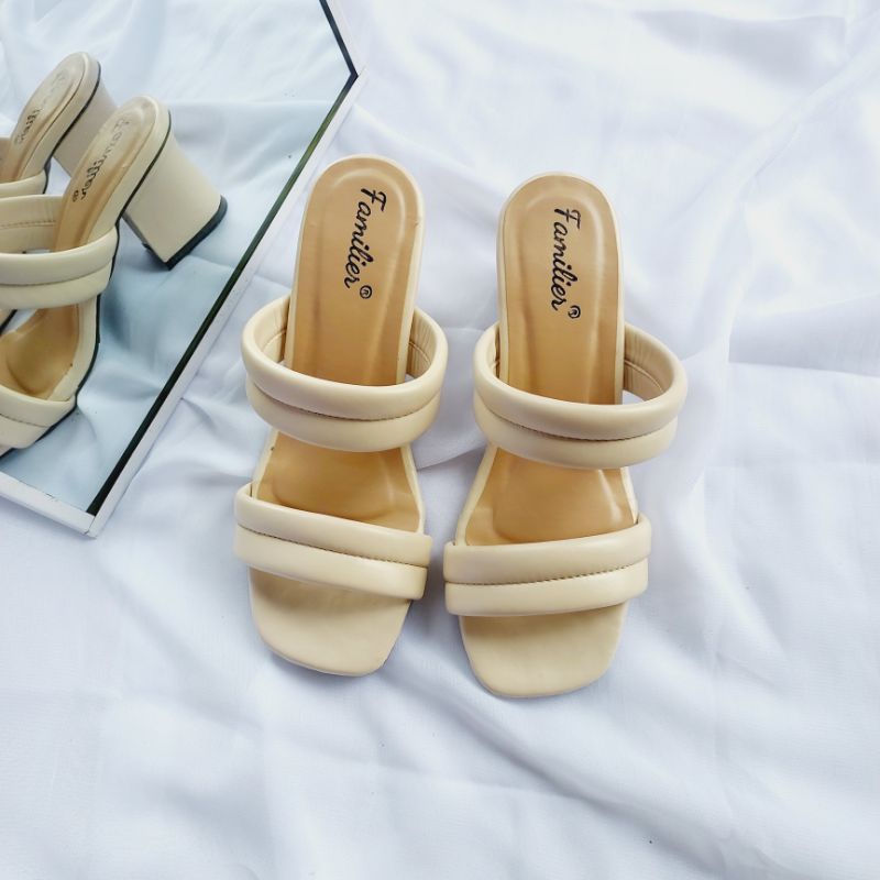 Sandal Selop Balon 2 Ban Wanita Empuk Nyaman Dipakai Heels 6 cm (Misel)