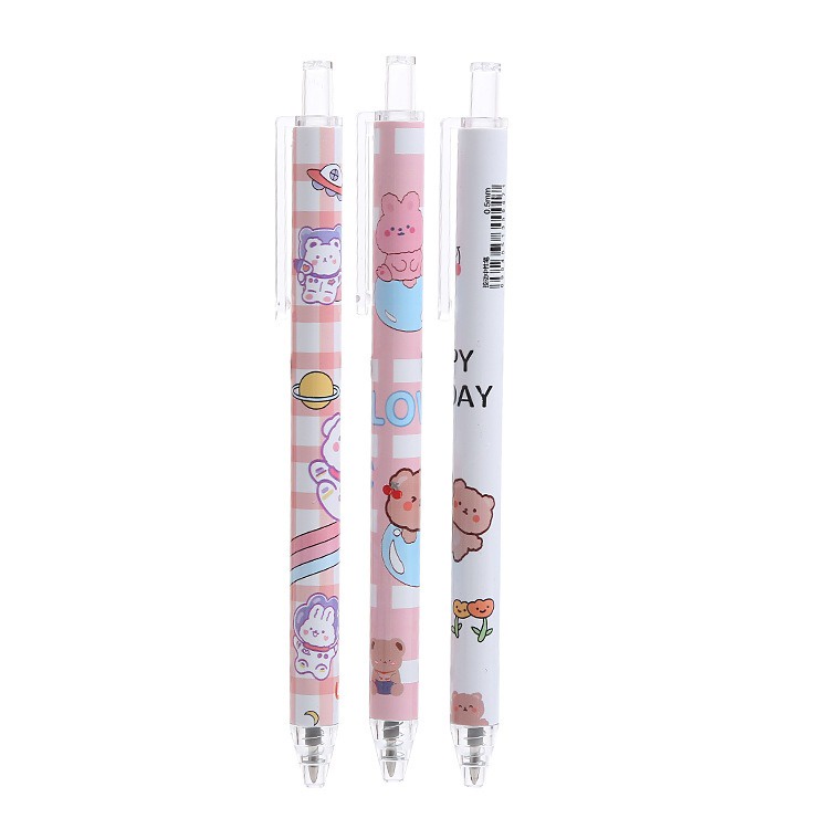 6 pcs Pena Pen Pulpen Cetek Cetekan Set Motif Bear Beruang GMALL-ST0111