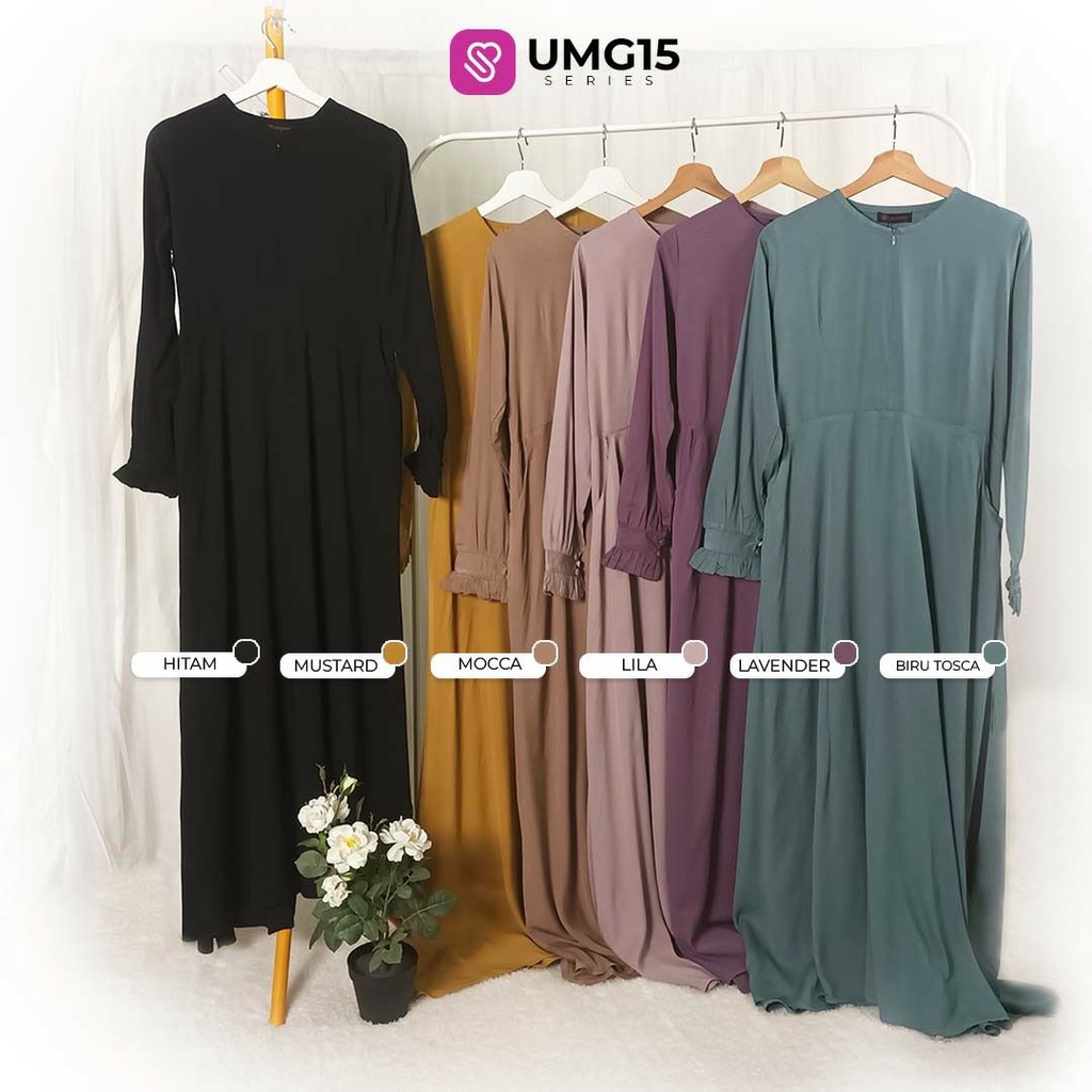 Ukhti Munira Gamis Terbaru Ukhti UMG15 Gamis Bahan Katun Rayon Viscose Premium Gamis Syar'i Polos Bu