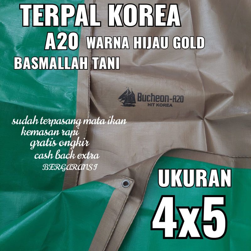 Terpal KOREA A20 Warna Hijau Gold ukuran 4x5 meter merk TRECK