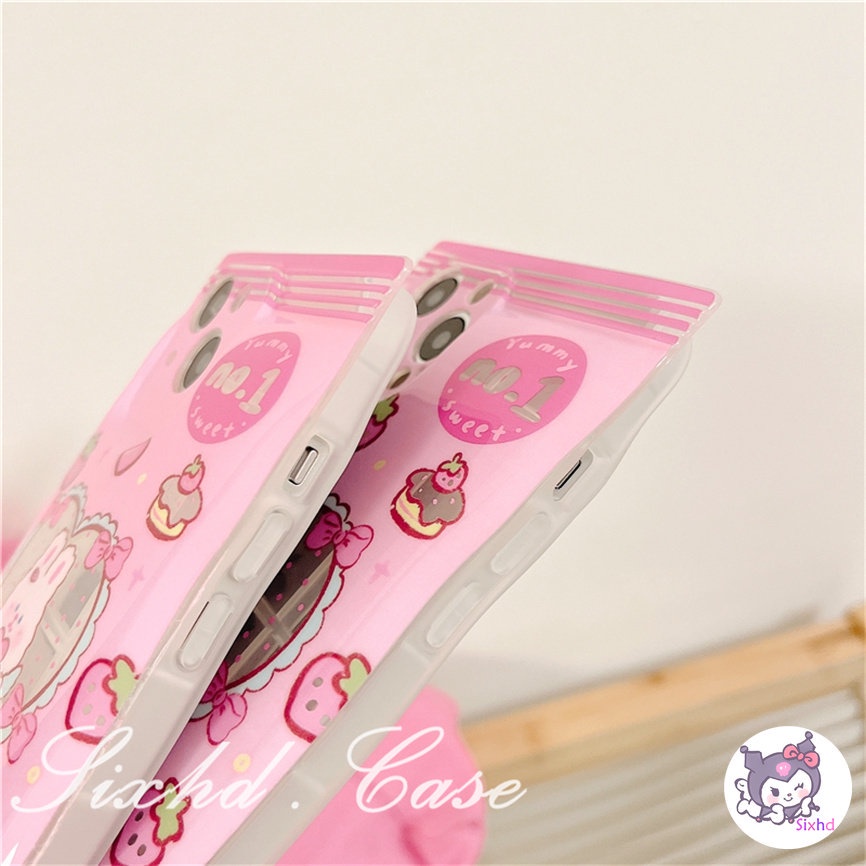 Realme C55 C35 C31 C30 C25 C25Y C21Y C25s C15 C12 C11 C21 C20 C3 9Pro+ 9i 8i 7i 6i 5i Narzo 50i 50A Prime Snack Bag Case Cartoon Pink Love Heart Rabbit Phone Case Soft Cover