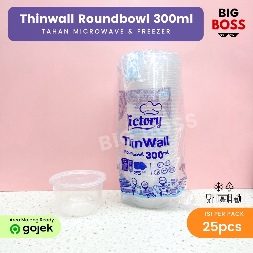 [ISI 25PCS] Thinwall Bowl 200ml 300ml 450ml 500ml 650ml 750ml Food Grade / Mangkuk Bulat Plastik / Mangkok Plastik / Food Container Bowl PREMIUM MURAH