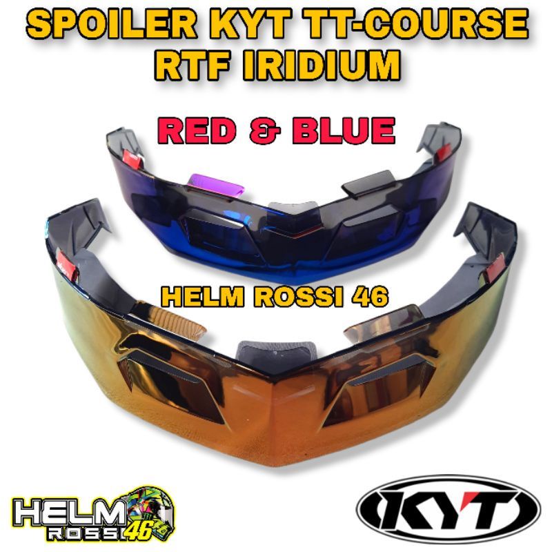 Kaca FLAT KYT TT COURSE - Iridium Blue - Iridium RED -  Silver - Gold + TOP || TEAR OFF POST BENING