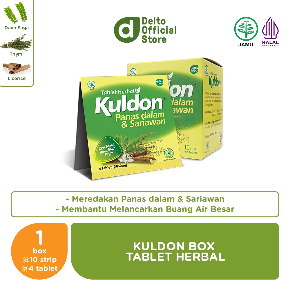 Kuldon Box (10 Strip isi 4 Tab) - Mengatasi Panas Dalam &amp; Sariawan