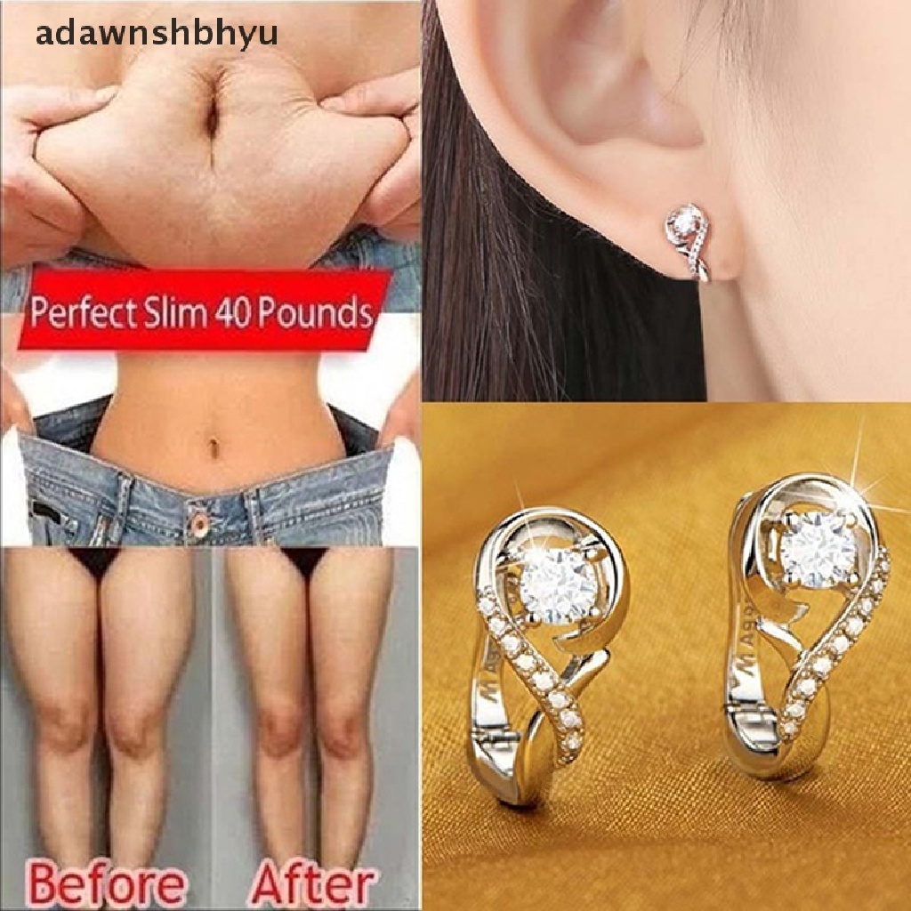 Adawnshbhyu 1pasang Anting Tusuk Pelangsing Anting Kesehatan Penurunan Berat Badan Perhiasan Magnetik ID