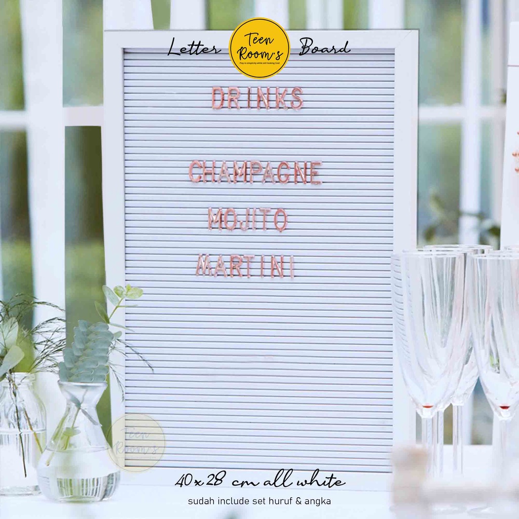 TR | LETTER BOARD ALL WHITE DEKORASI RUMAH NAMA BAYI (40x28cm)