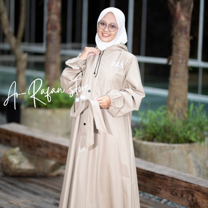 Mantel Hujan Wanita Gamis Muslimah Bahan PVC 0,25 Waterproof