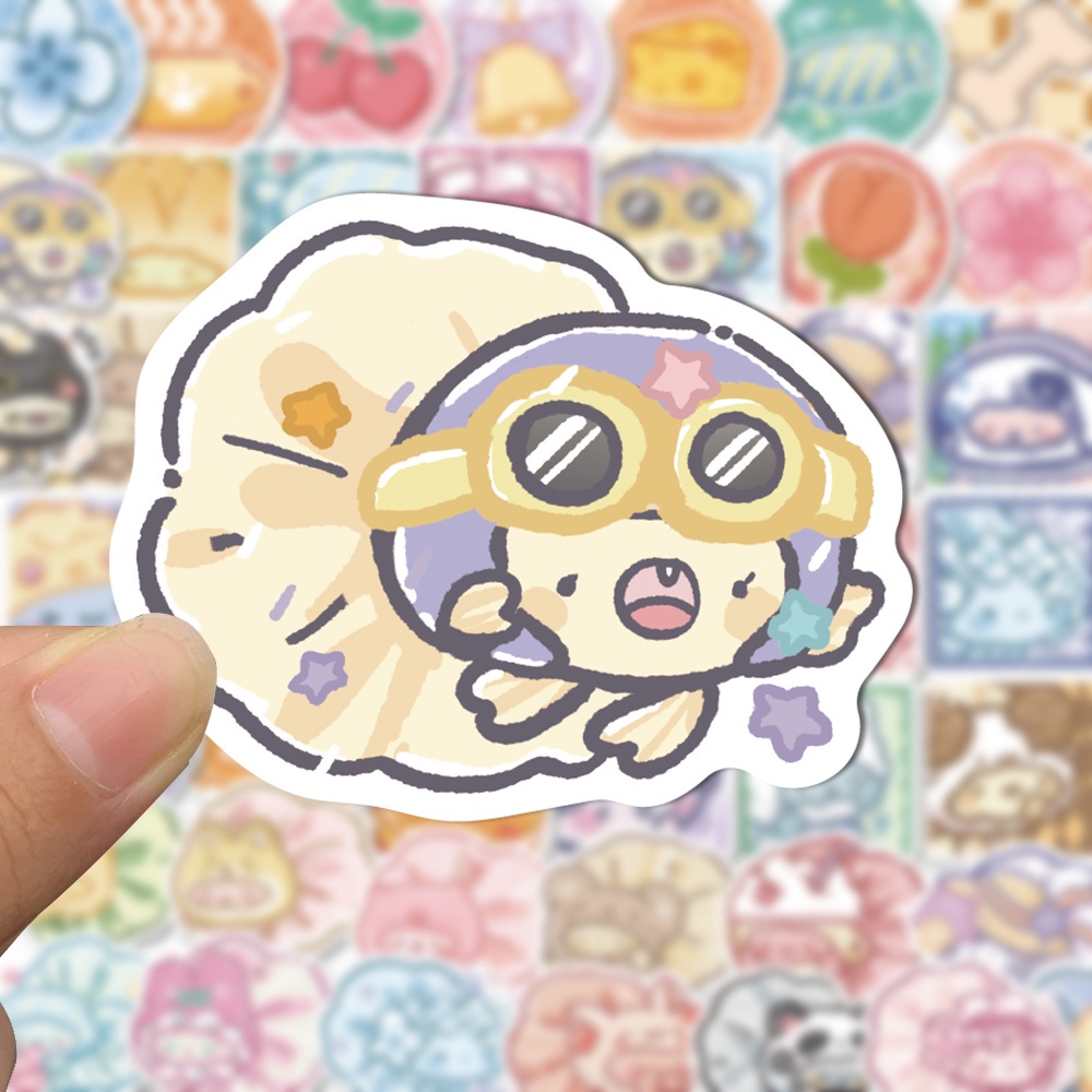 

Stiker Kartun Ikan Mas Lucu Sticker WaterProof Premium isi 24 pcs