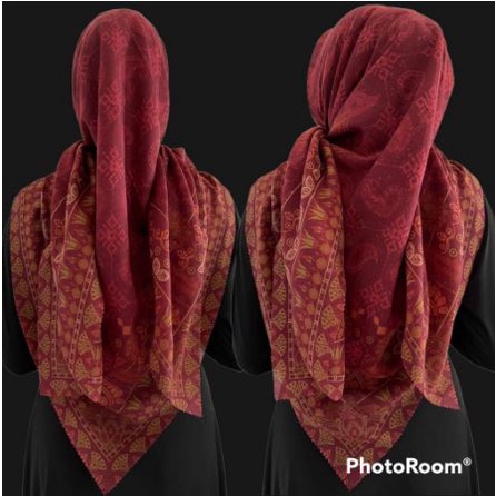 HIJAB VOAL JUMBO SYARI MOTIF CINTYA MAROON PREMIUM