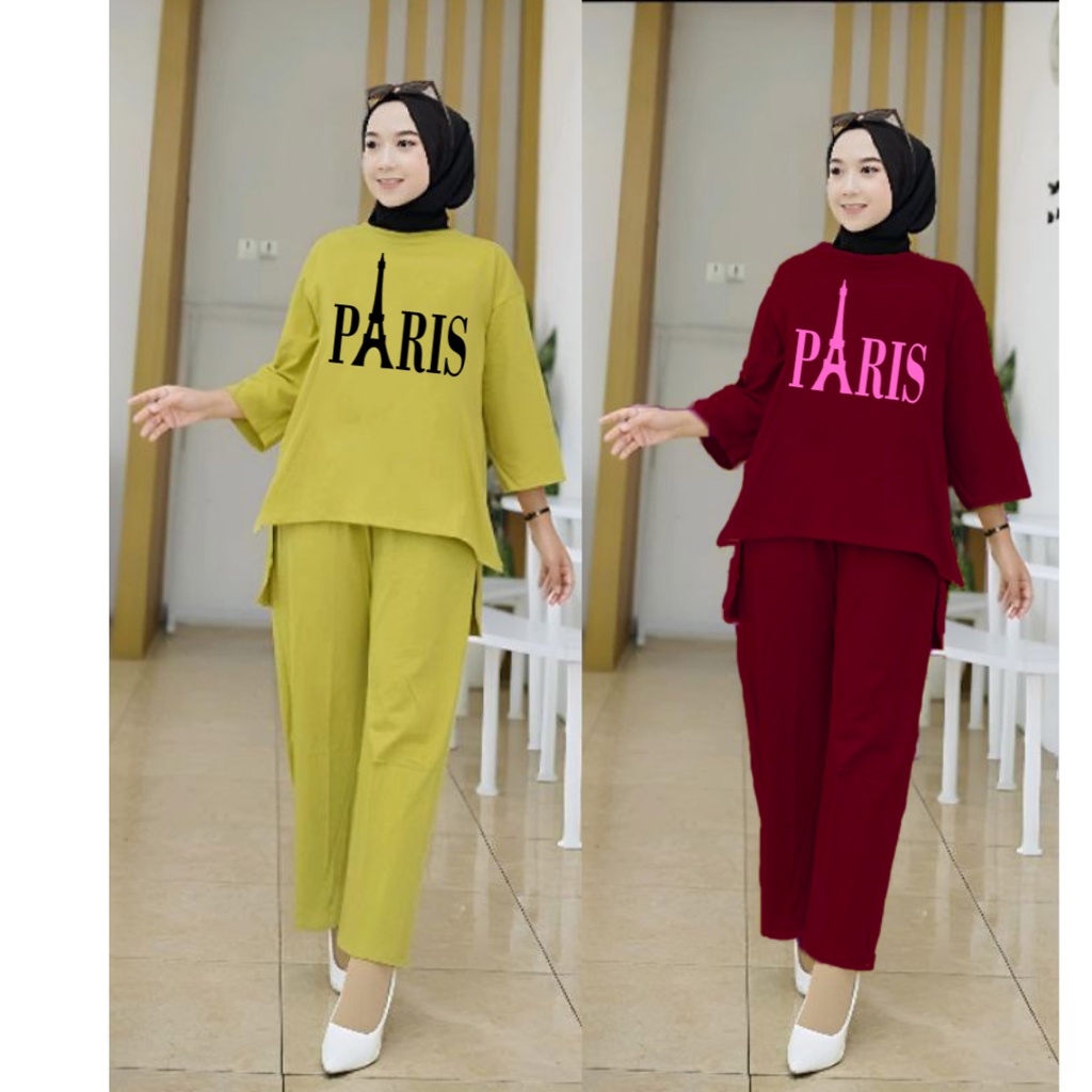 Setelan Tunik Muslim Paris / Blouse Wanita