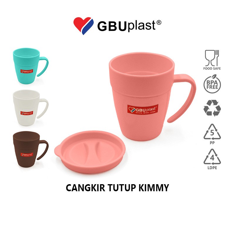 CANGKIR MUG GELAS PLASTIK CANGKIR PLASTIK DENGAN TUTUP GBU PLAST