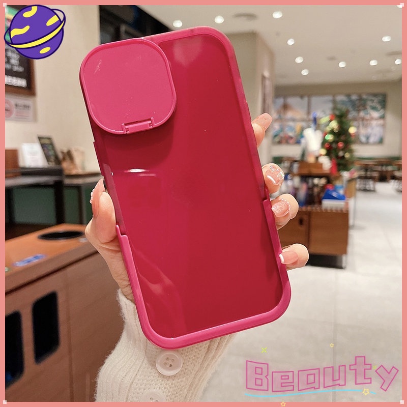 Cermin Flip Multi Fungsional Desain Warna Casing Transparan Untuk Ponsel14 13 12 11 Pro X XS Max XR 14Plus All Inclusive Holder Phone Fall Case