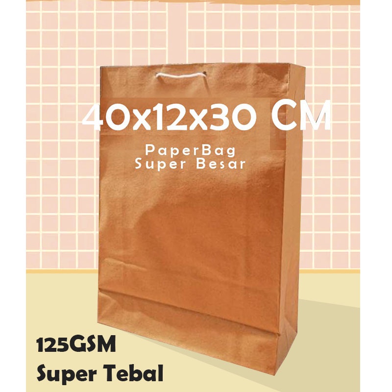 Paper Bag Coklat Polos Besar 40 x 12 x 30cm Paper Bag Kado Souvenir Packing Olshop Jumbo Papper A3