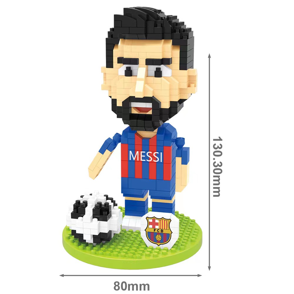 Kompatibel Dengan Lego Micro-Diamond Partikel Kecil Blok Bangunan Sepak Bola Bintang Anak Laki Hadiah Edukasi 3D Rakitan Mainan Messi C Luo