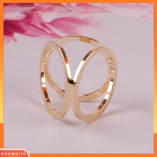 [WONE] Hot Fashion Berlapis Emas Tiga Cincin Syal Sutra Gesper Klip Bros Pin Hadiah