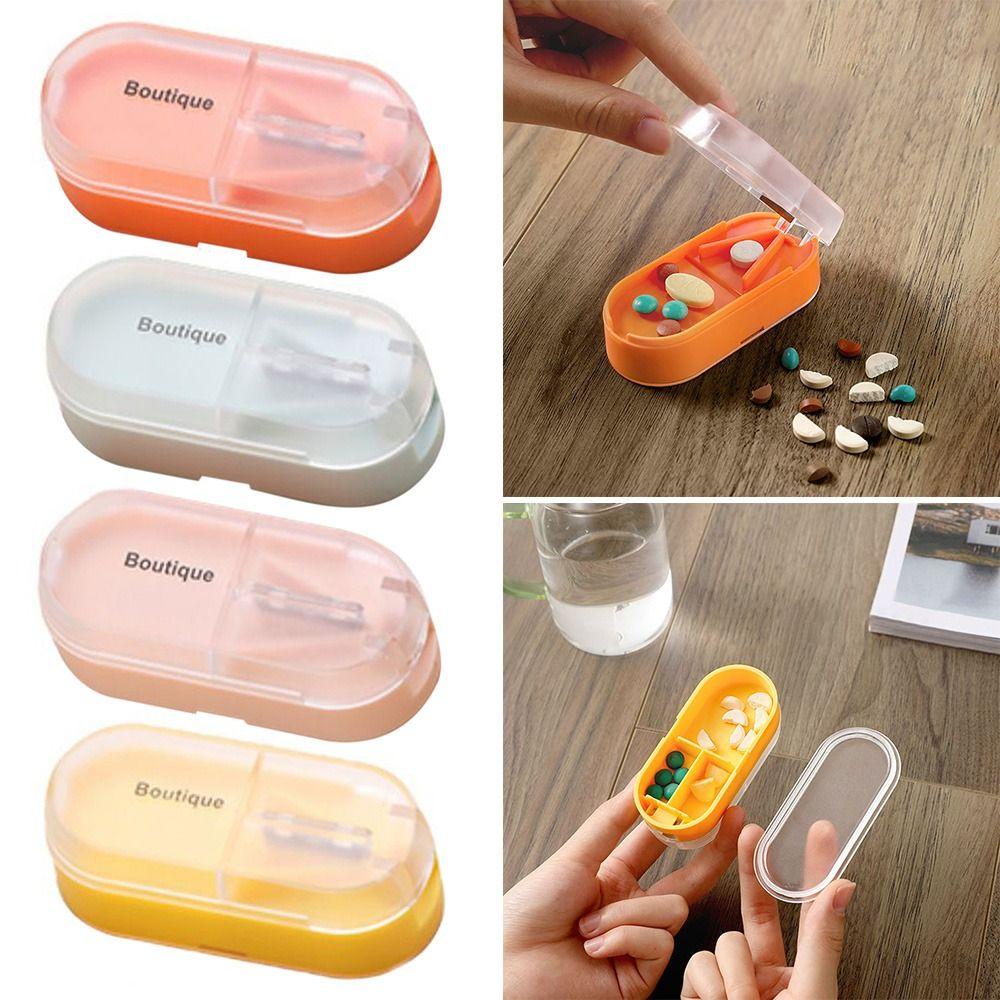 Preva 2PCS Alat Pemotong Pil Obat Travel Drug Splitter Storage Organizer Tablet Cutting Divider