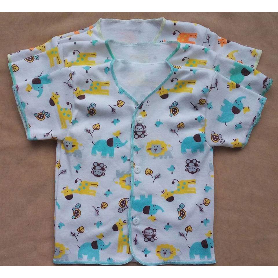 3 pcs Atasan Baju Bayi Newborn Lengan Pendek Print Karakter