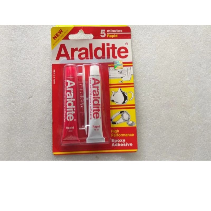 

Lem campur araldite Lem besi Fast setting epoxy 5 menit net 30gr warna putih merah