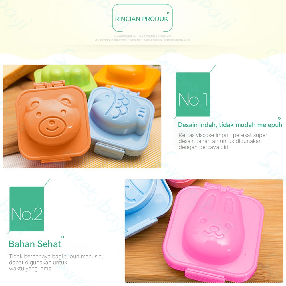 Sweetybayi Cetakan nasi bento karakter Rice mold Cetakan kue agar agar puding lucu Hiasan makanan anak