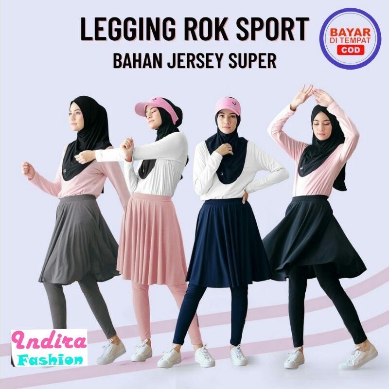 Legging Rok Sport Selutut Untuk Senam/Bersepeda/Jogging/Zumba