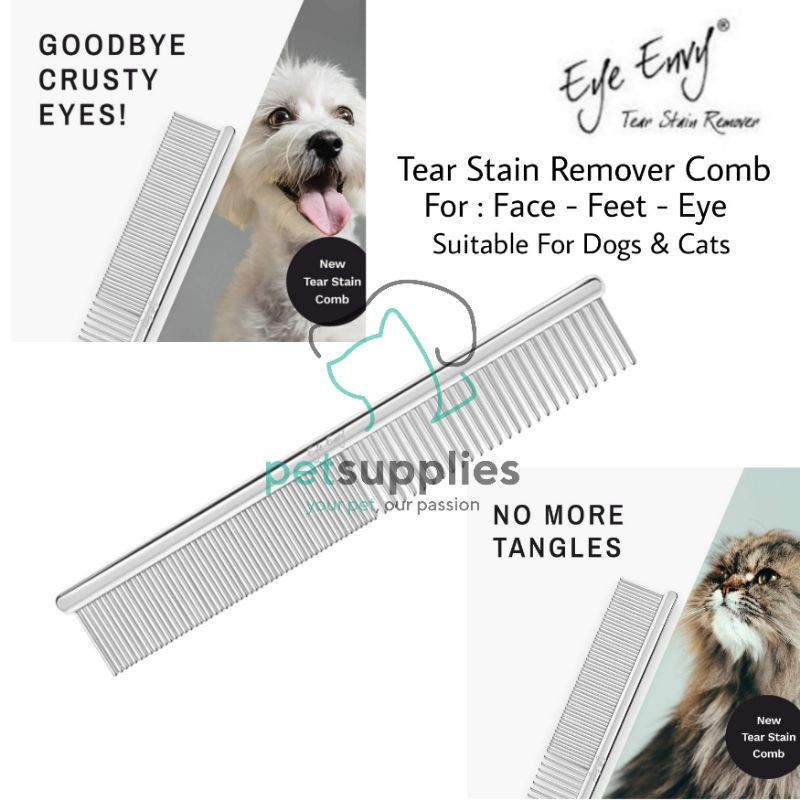 Eye Envy Face Comb Sisir Tear Stain Grooming Dog Cat Stainless Steel USA